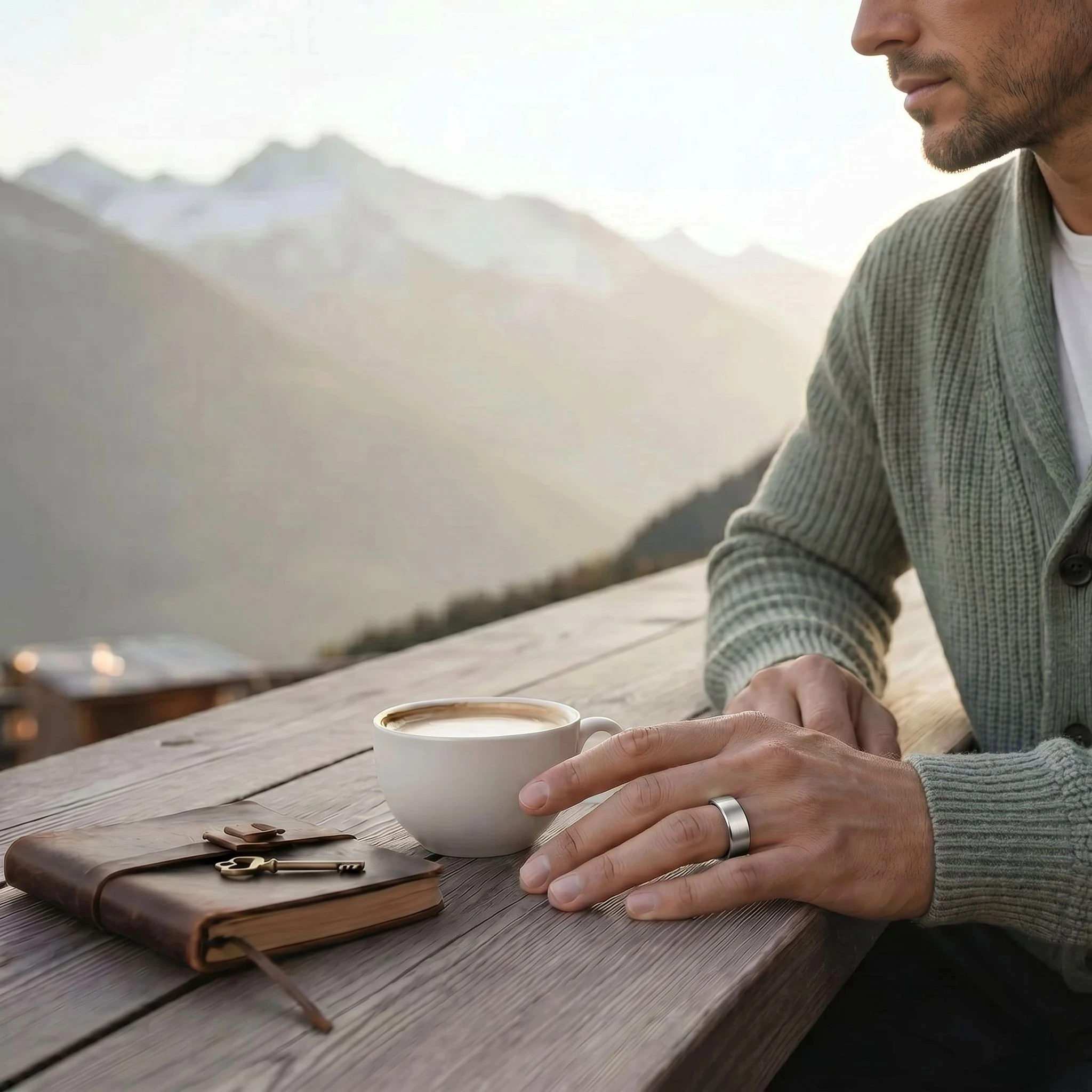 Detail Hand am Kaffeebecher — Energie mit MYnextRING SKY